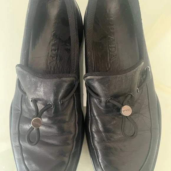 Prada Women's Black Leather Loafers - Picture 1 of 3